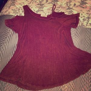 Acid Wash Cold Shoulder Top